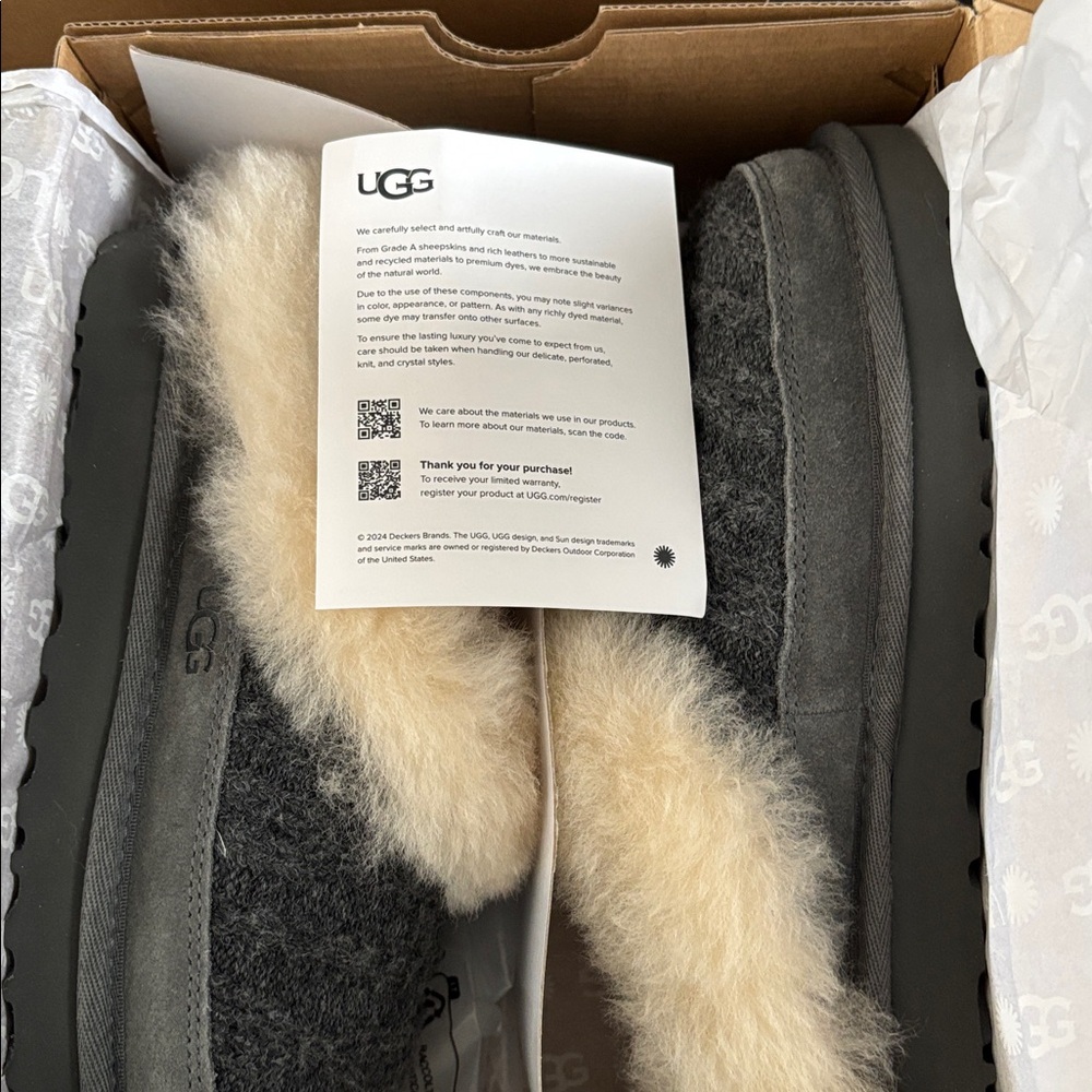UGG CLUGGETTE CABELLE KNIT SLIPPERS IN MOONGRAY SZ 6 new in box - Picture 6 of 9